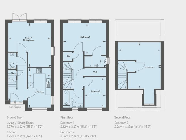 Floor plan 3 bedroom house - artist's impression subject to change
